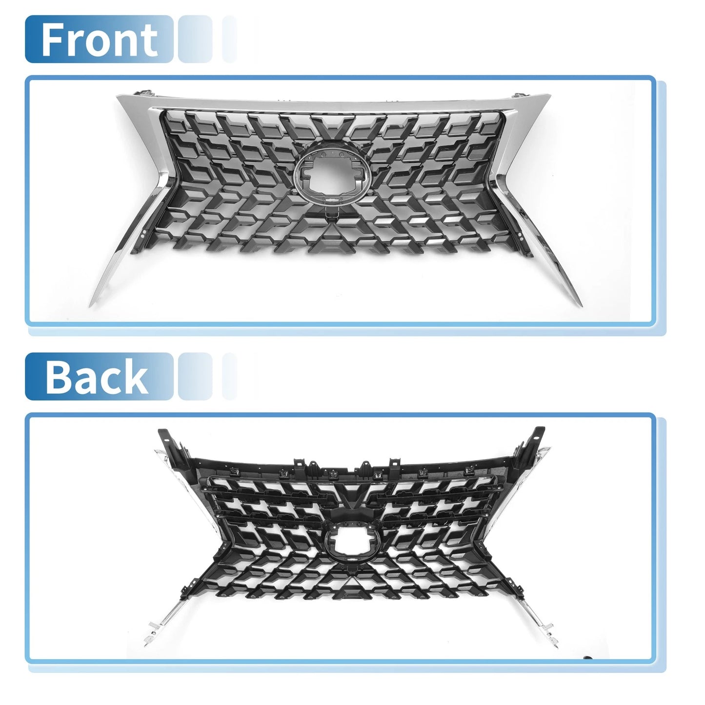 Front Upper Bumper Grille for Lexus GX460 (2014-2022) Chrome Silver Tone