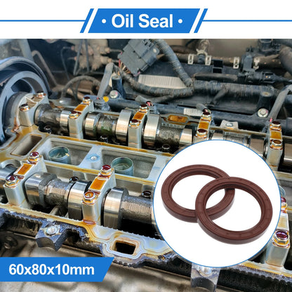 Oil Seal 60x80x10mm Seal Ring Rotary Shaft Seal FKM Rubber 2 x