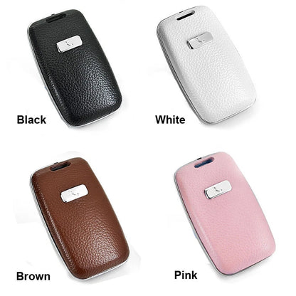 White Leather Remote FOB Key Cover Bag Fit For Land Rover LR4 Discovery Sport
