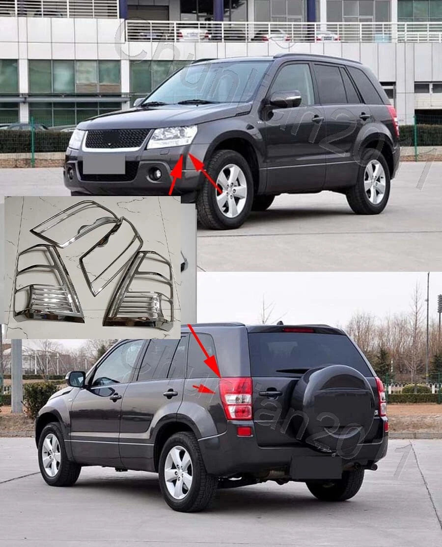 Chrome Head Tail Light Lamp Cover Trim for Suzuki Grand Vitara (2006-2013)