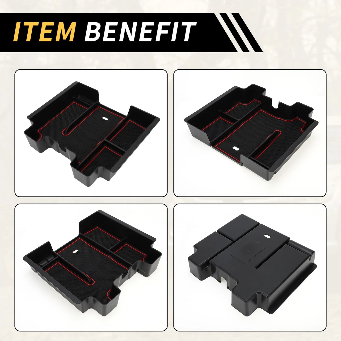 Full Center Console Organizer Tray for Chevy Silverado 1500 for GMC Black Red