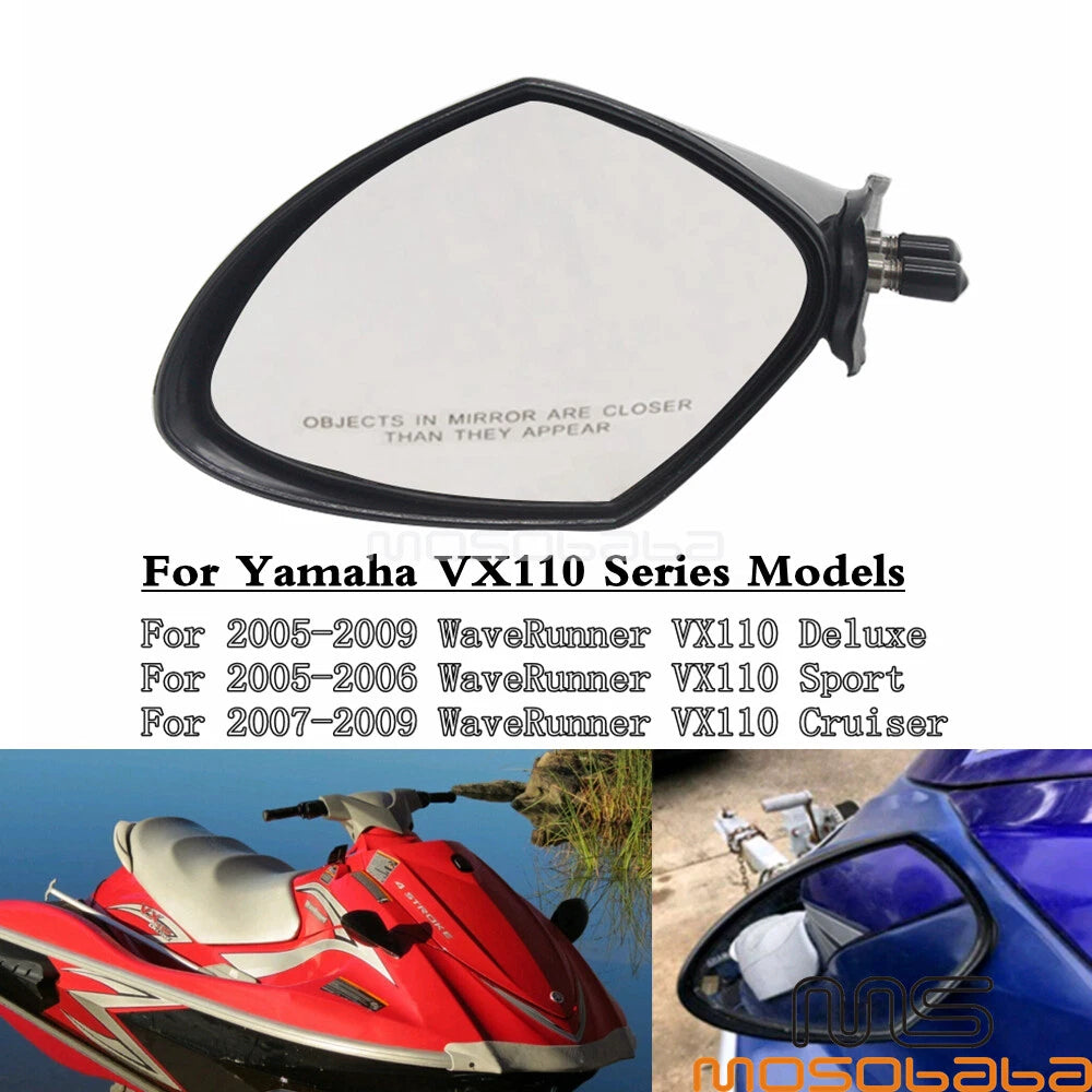 Black Left Rearview Mirror for Yamaha WaveRunner VX110 Deluxe/Sport/Cruiser