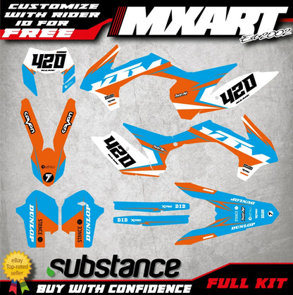 KTM EXC Custom Graphics Kit HOOK CYAN Style Sticker (2014-2016)