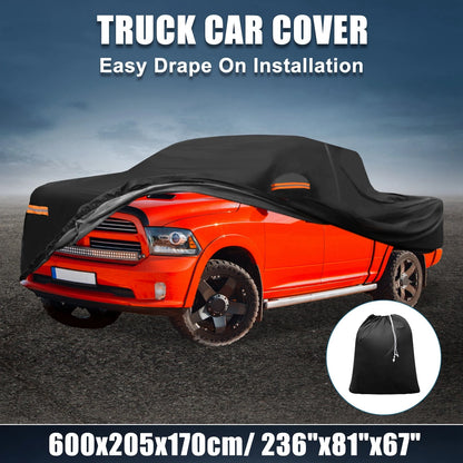 Waterproof 210D-PU Oxford Car Cover for Dodge Ram Crew Cab with Zipper Black