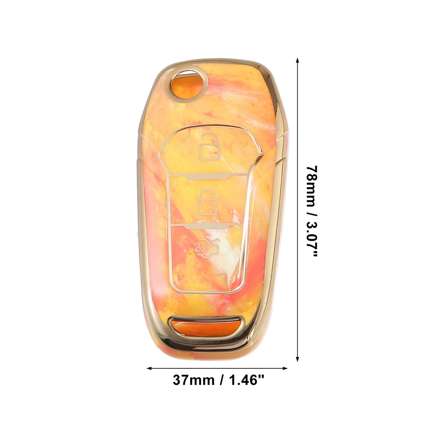 Key Fob Remote Control Cover 3 Button TPU Shell Orange for Ford F150 (2015-2018)
