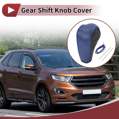 Gear Shift Knob Cover for Ford Edge (2011-2014) Blue Faux Leather