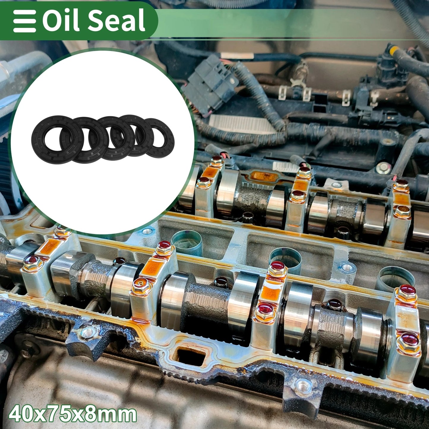 Oil Seal / 40x75x8mm / Rotary Shaft Seal NBR Black for Make Model