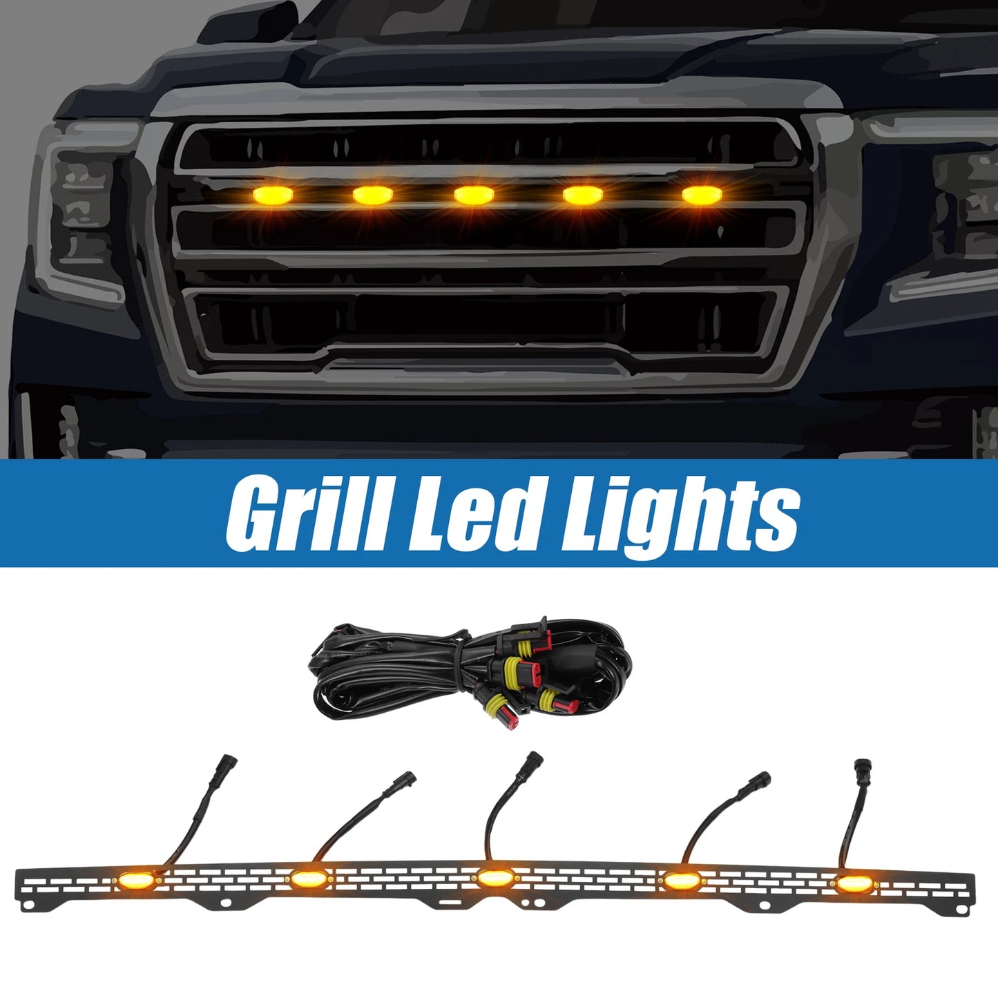 LED Grille Lights with Bracket for Toyota Tundra (2014-2020) Amber