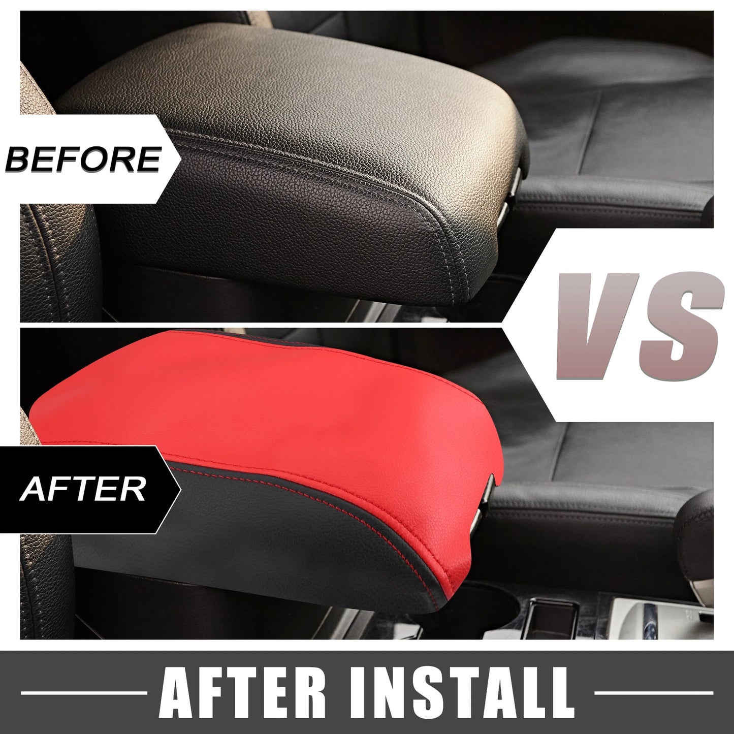 Center Console Armrest Cover for Dodge Durango (2011 - 2021) Black Red