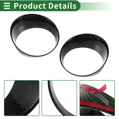 2 x Car Headlight Trim Bezels for Jeep Wrangler (2024) ABS Carbon Fiber Black