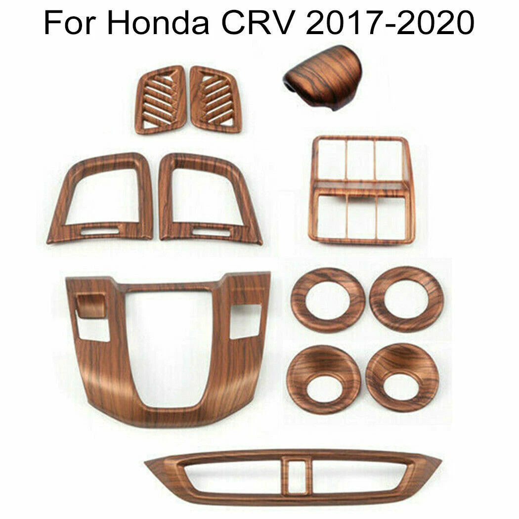 12X Peach Wood Grain Car Interior Kit Cover Trim For Honda CRV CR-V (2017–2022)