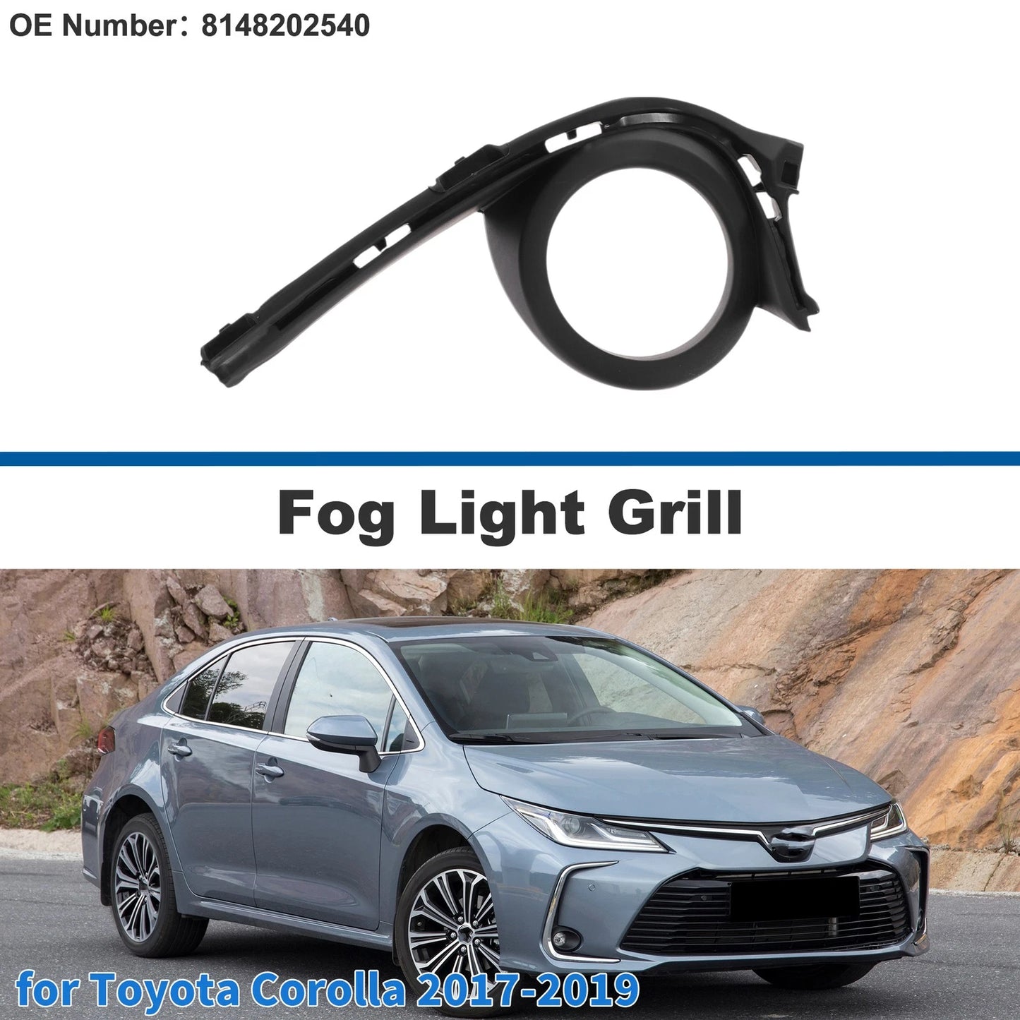 Front Left Fog Light Grill for Toyota Corolla (2015–2019)