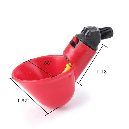 4 Pack Automatic Poultry Water Drinking Cups for Chicken & Hen - PVC Fittings