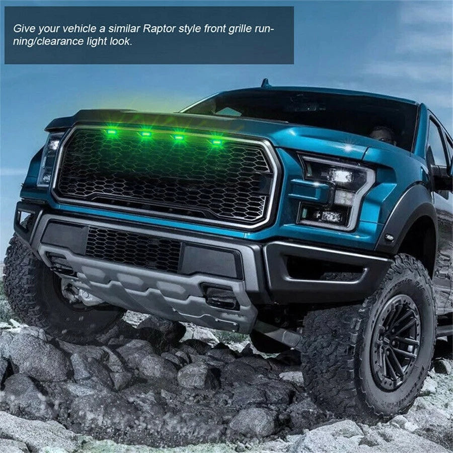 4 Pcs RGB LED Front Grill Lights for Toyota Tacoma, Tundra, Ford F-150