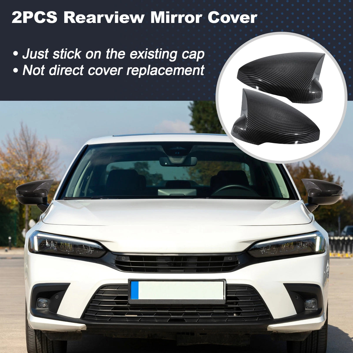 Left Right Ox Horn Rear View Mirror Covers for Honda Civic (2022-2025)