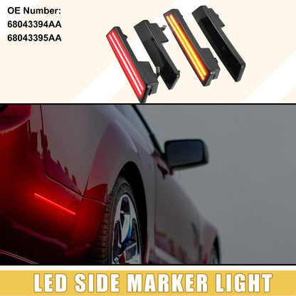 Front Rear LED Side Marker Lights for Dodge Amber Red Light  Pair