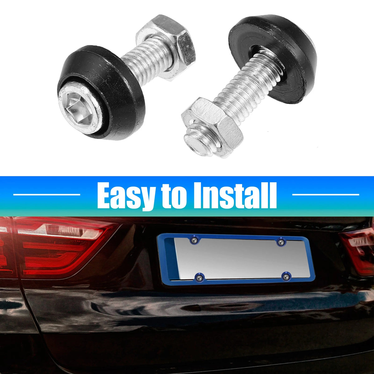 20 x Aluminum Alloy License Plate Bolt M6 Screw Nut for Car/Motorcycle Black
