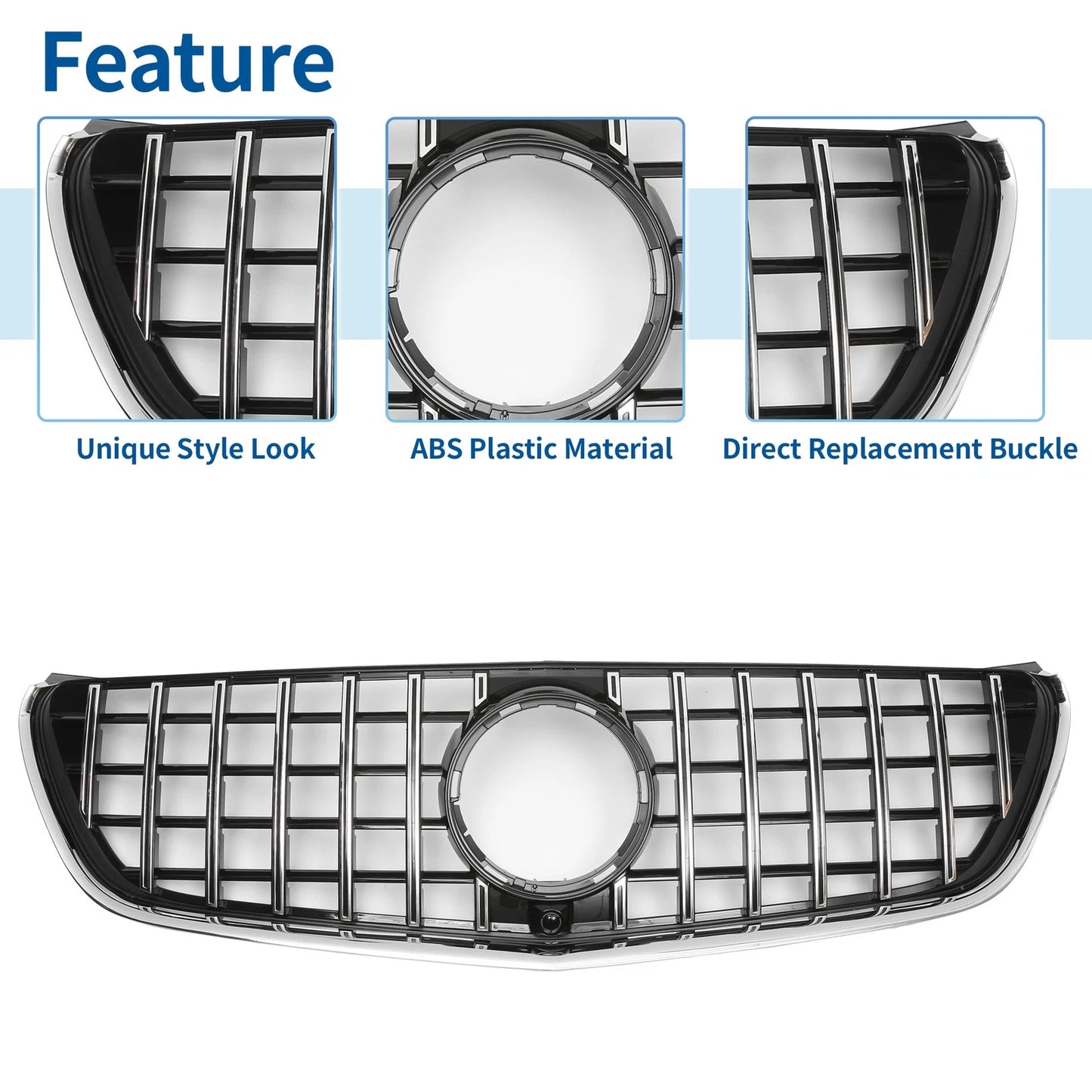 Front Upper Bumper Grille for Mercedes-Benz V-Class W477A (2020-2024) Black