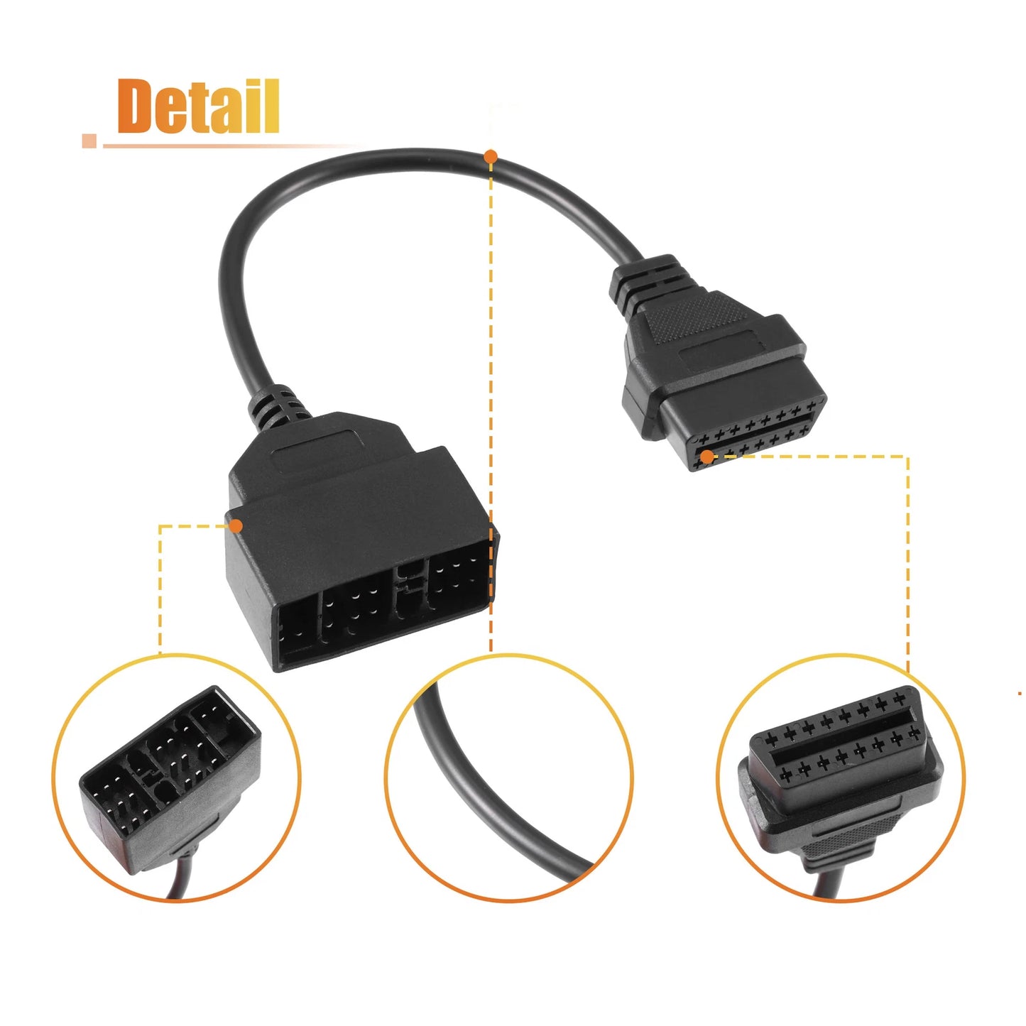 OBD1 22-Pin to OBD2 16-Pin Diagnostic Tool Adapter Cable for Toyota (1996-2000)