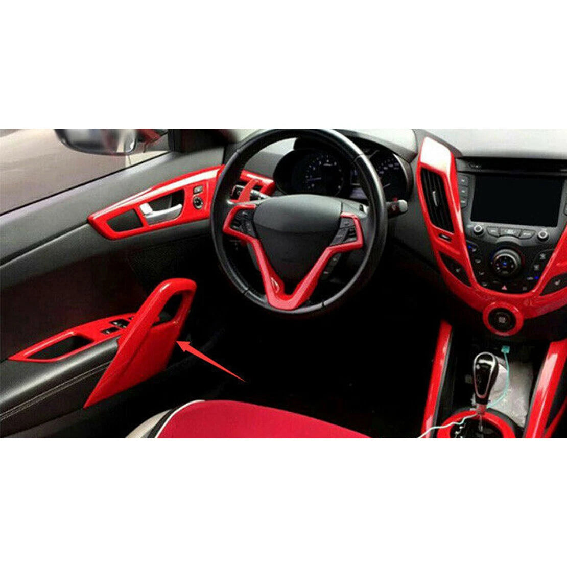 Red Door Armrest Panel Trim Cover for Hyundai Veloster (2011-2016)
