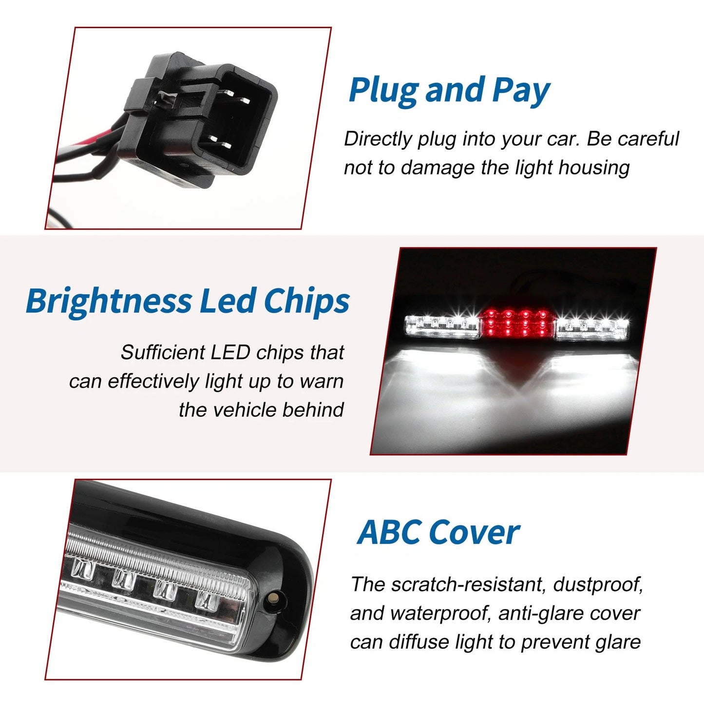 Black White LED Third Brake Light for Chevrolet Silverado 1500 (1999-2006)