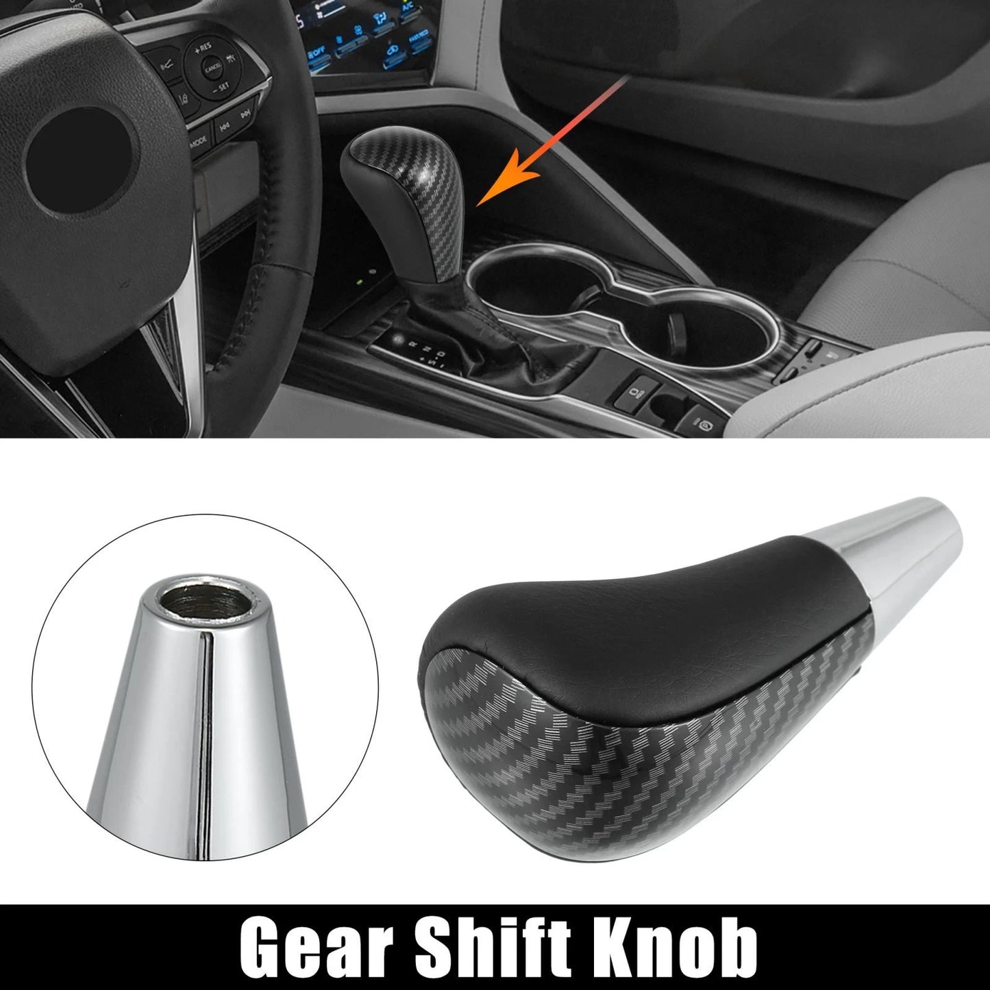 Faux Leather Gear Shift Knob for Toyota Lexus Carbon Fiber Pattern Black