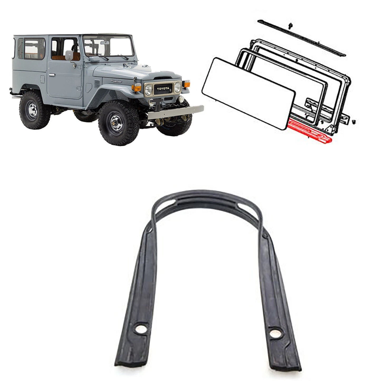 Windshield Spacer Frame Rubber Seal for Land Cruiser 40 BJ40 FJ40 (1960-1984)