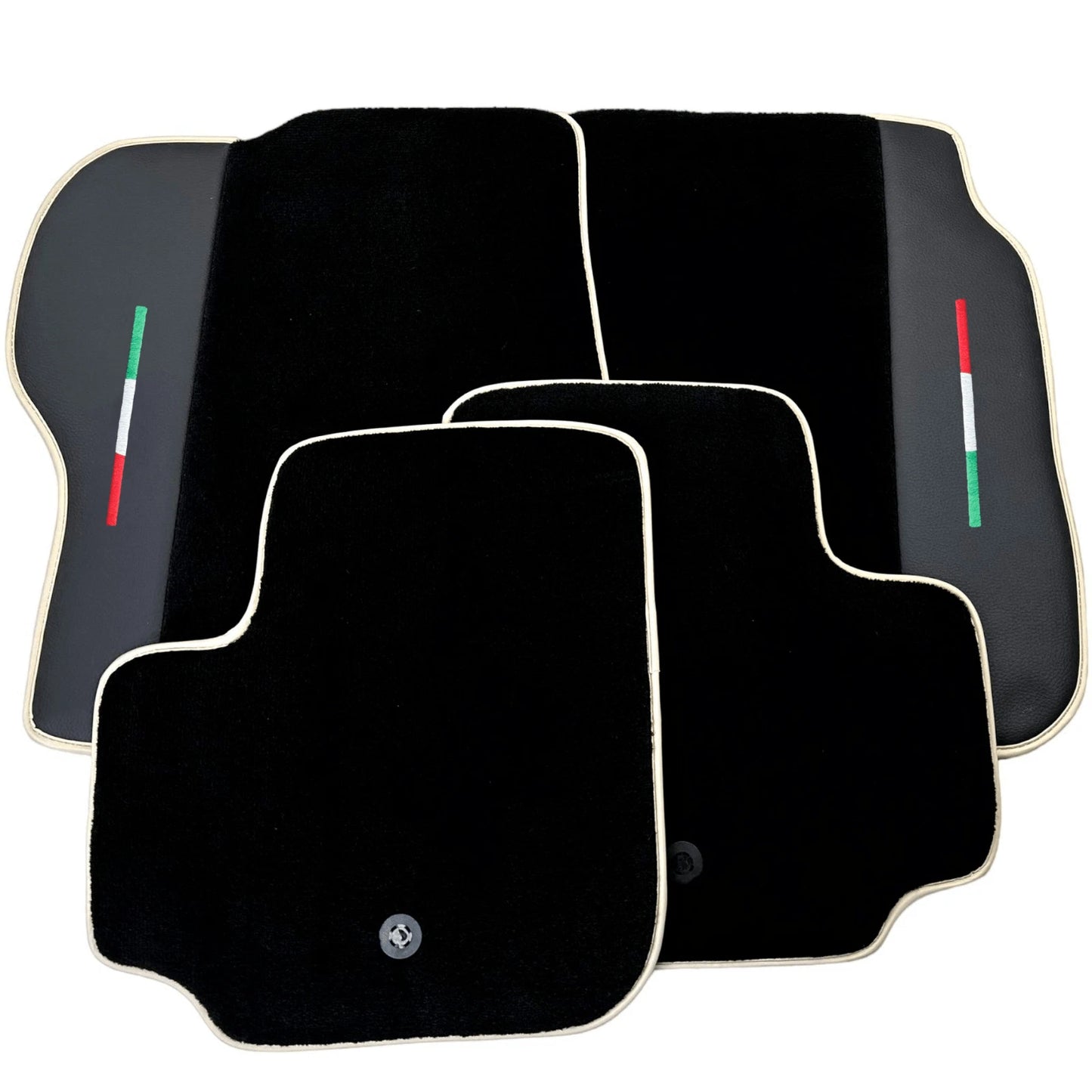 Black Floor Mats for Ferrari GTC4 Lusso with Leather & Beige Trim