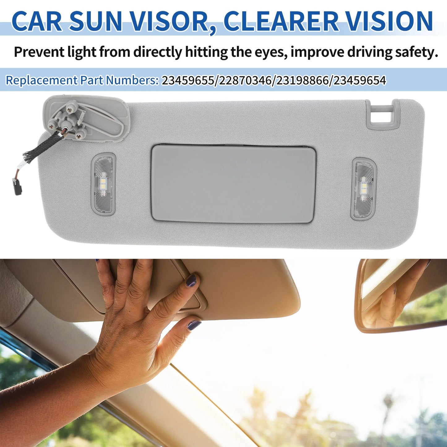 Left Side Sun Visor Gray for Chevrolet Silverado 1500 2500 3500 (2015-2018)