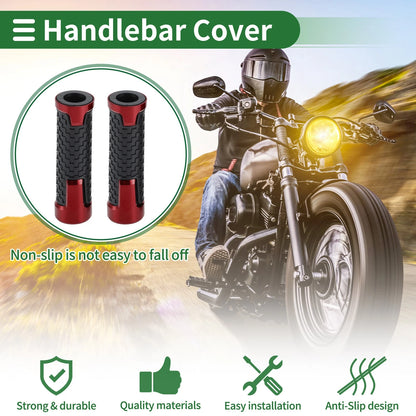 0.87"x0.94" Universal Motorcycle Hand Grips Cover Non Slip Red 1 Pair