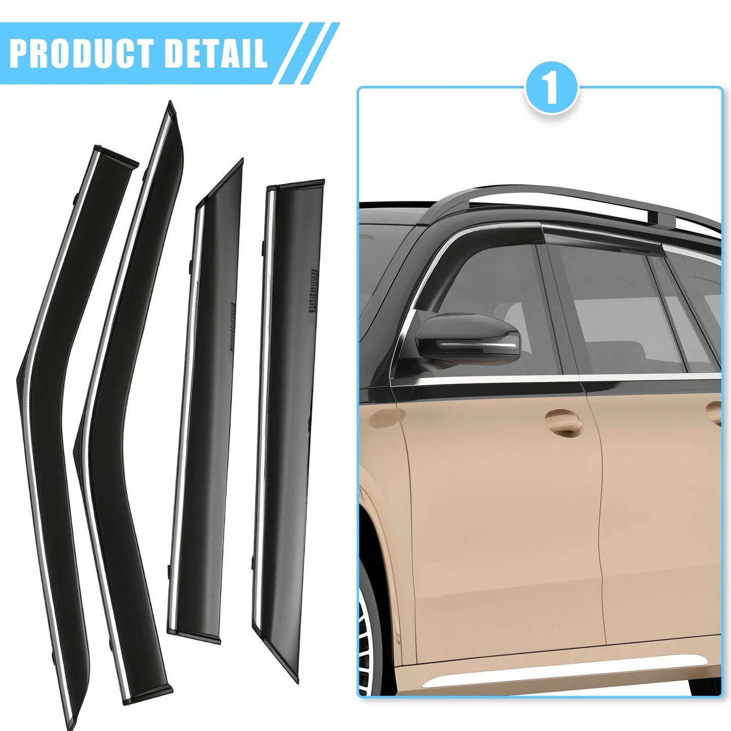 Window Vent Visor Deflectors Rain Guards for Ford Explorer