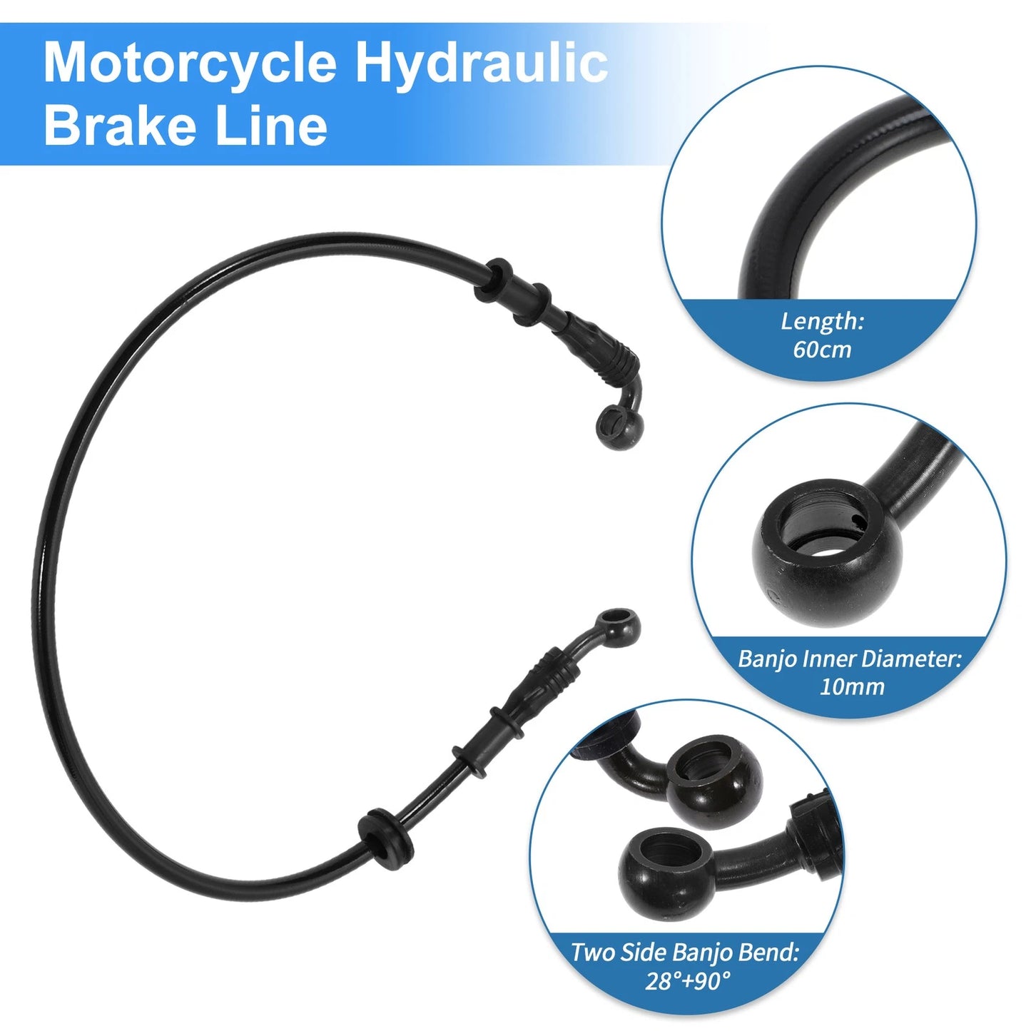 60 cm Motorcycle Brake Clutch Oil Hose Nylon PU Stainless Steel Wire Braid for Motorcycle