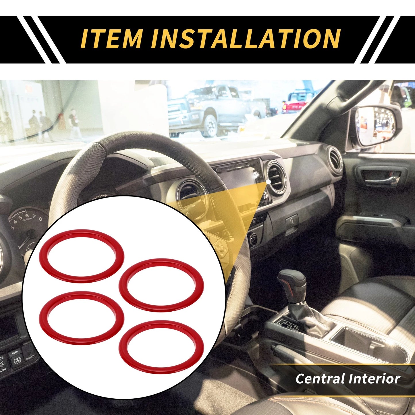 4 Pcs AC Vent Dashboard Decoration Rings for Toyota Tundra (2014–2021)