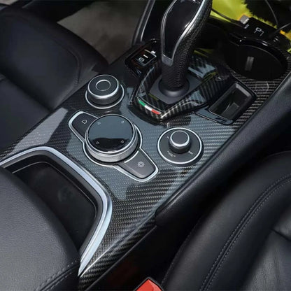 Real Carbon Fiber Console Gear Shift Panel Cover For Alfa Romeo Giulia 2020-2025