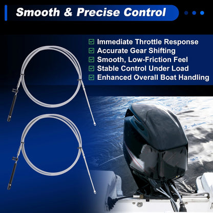 2 x 3Meters Boat Throttle Shift Control Cable for Marine Outboard Grey