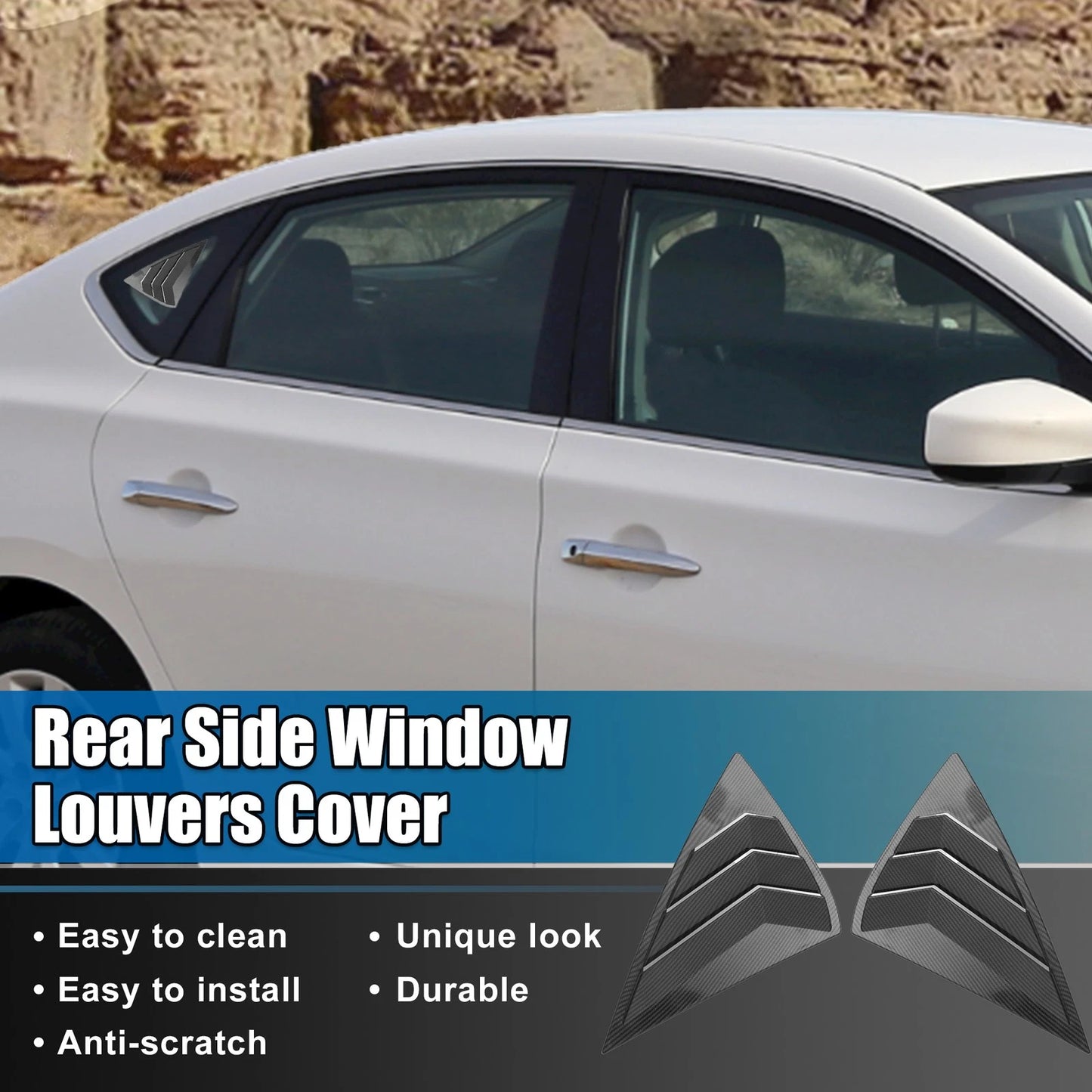 Rear Side Window Louvers for Nissan Sentra 2013-2019 (2013-2019)