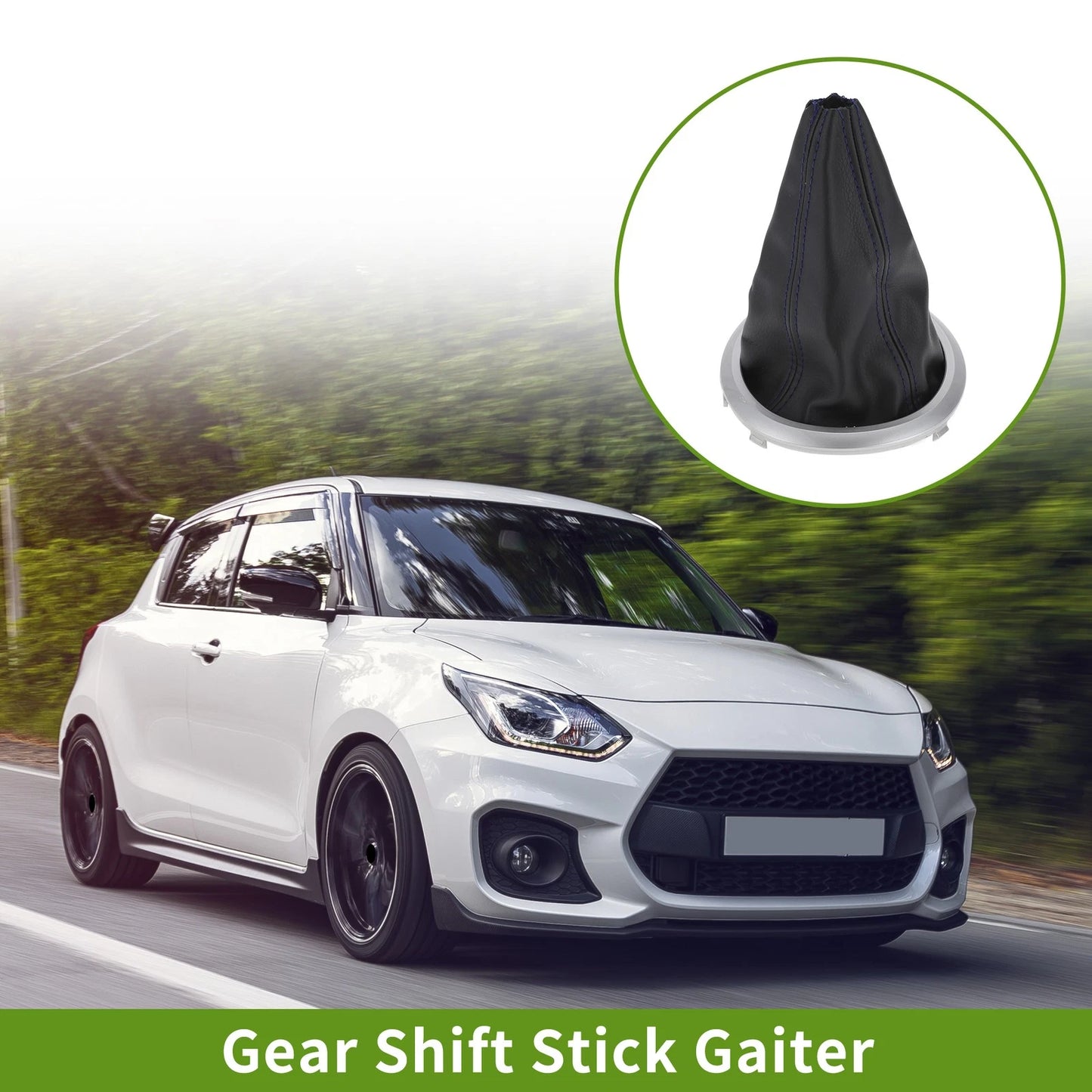 Gear Shift Stick Gaiter for Suzuki Swift (2005-2010) - Matte Silver/Black/Blue