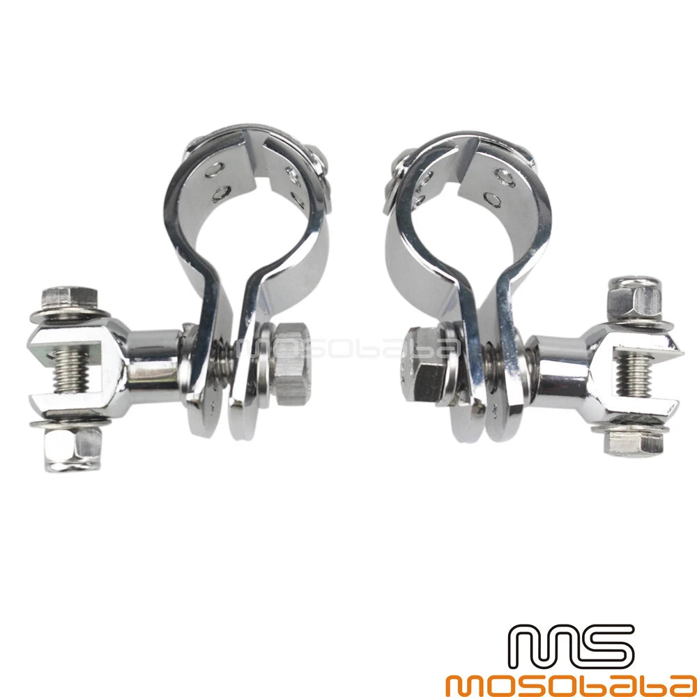 1-1/4" Chrome Engine Guard Crash Bar Mount Clamps for Harley