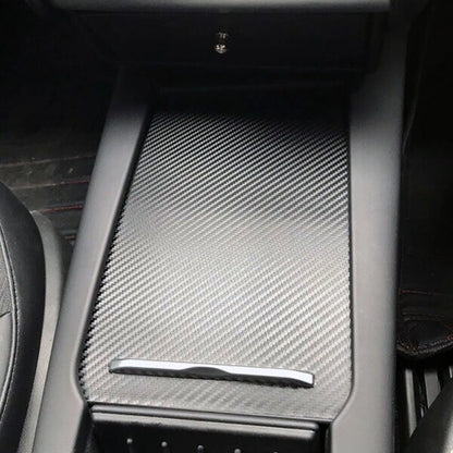 Carbon Fiber Center Console Armrest Box Sticker Cover for Tesla Model S, X