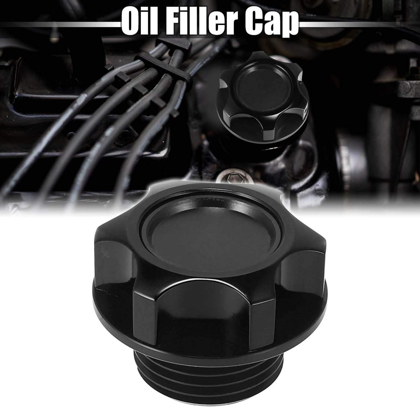 Gas Engine Oil Filler Cap Cover Black Aluminum Alloy for Toyota Reiz