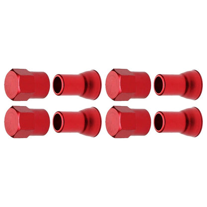 4 x Red Tire Valve Stem Caps & Sleeves