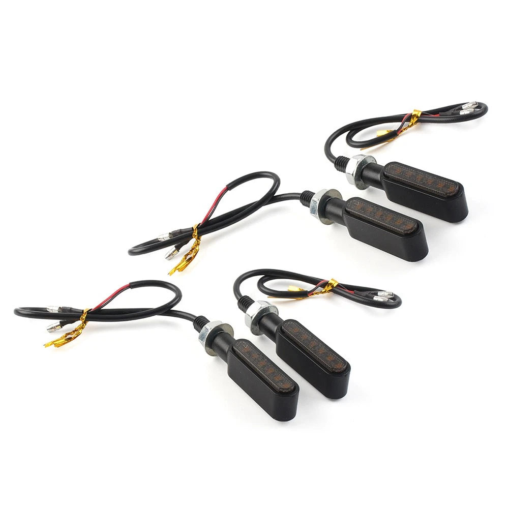 4x LED Mini Amber Turn Signal Lights for Cafe Racer Bobber
