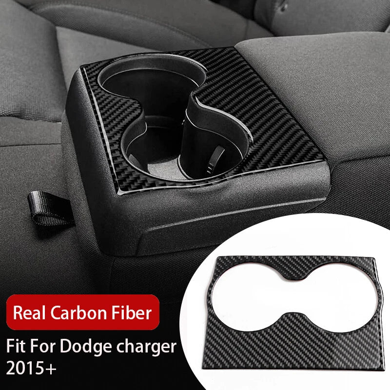 Carbon Fiber Rear Water Cup Holder Trim for Dodge Charger (2015-2020)