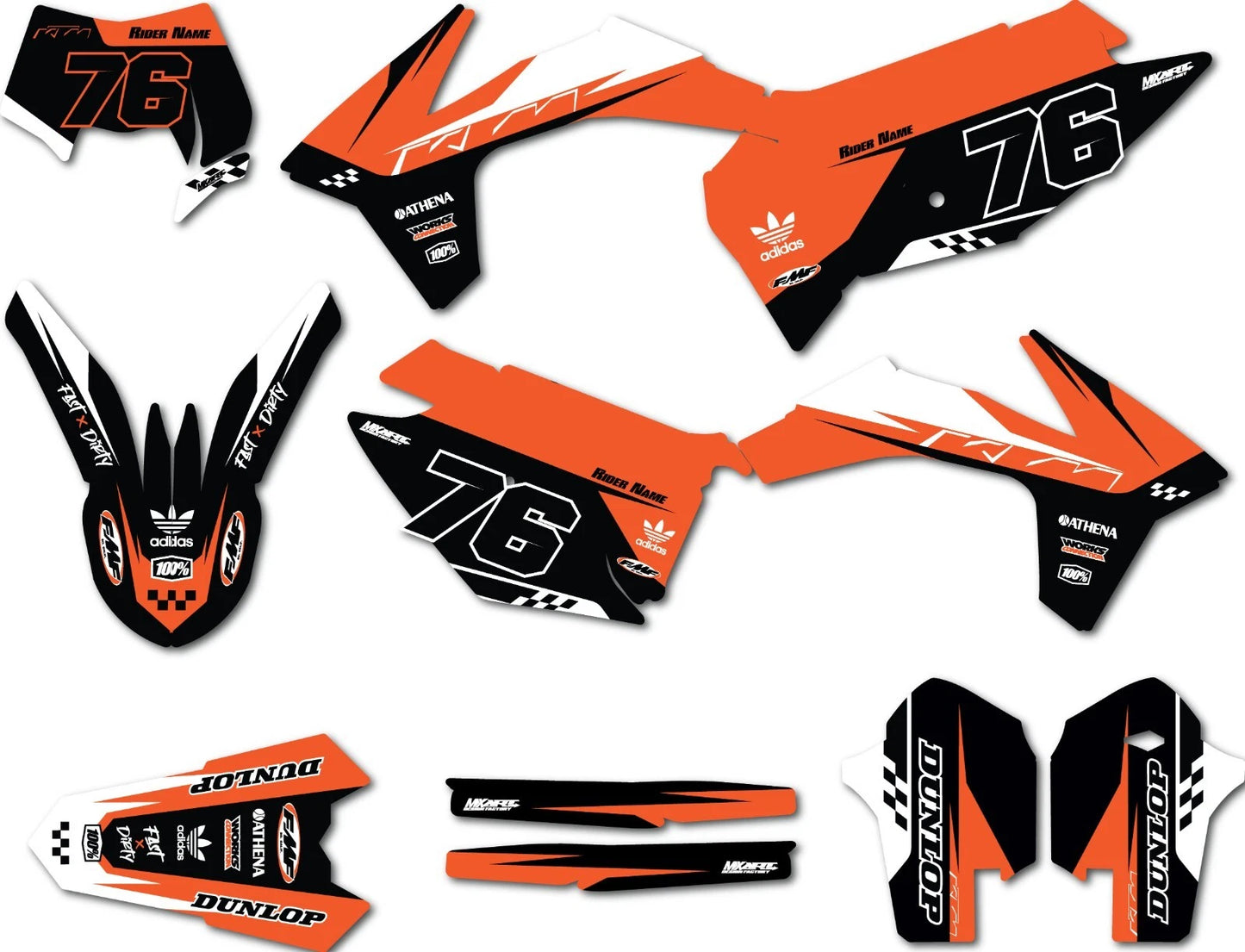 Custom Graphics Kit for KTM EXC 2012-2013 - Stickers & Decals