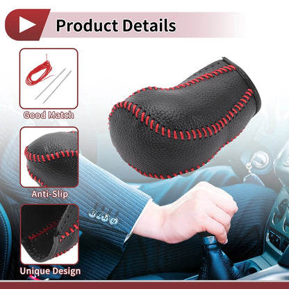 Car Gear Shift Knob Cover for Mazda CX-5 Black Red Faux Leather (2012-2023)