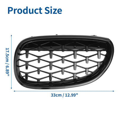 Pair Front Hood Bumper Grille for BMW 5 Series E60 (2004-2009) Black
