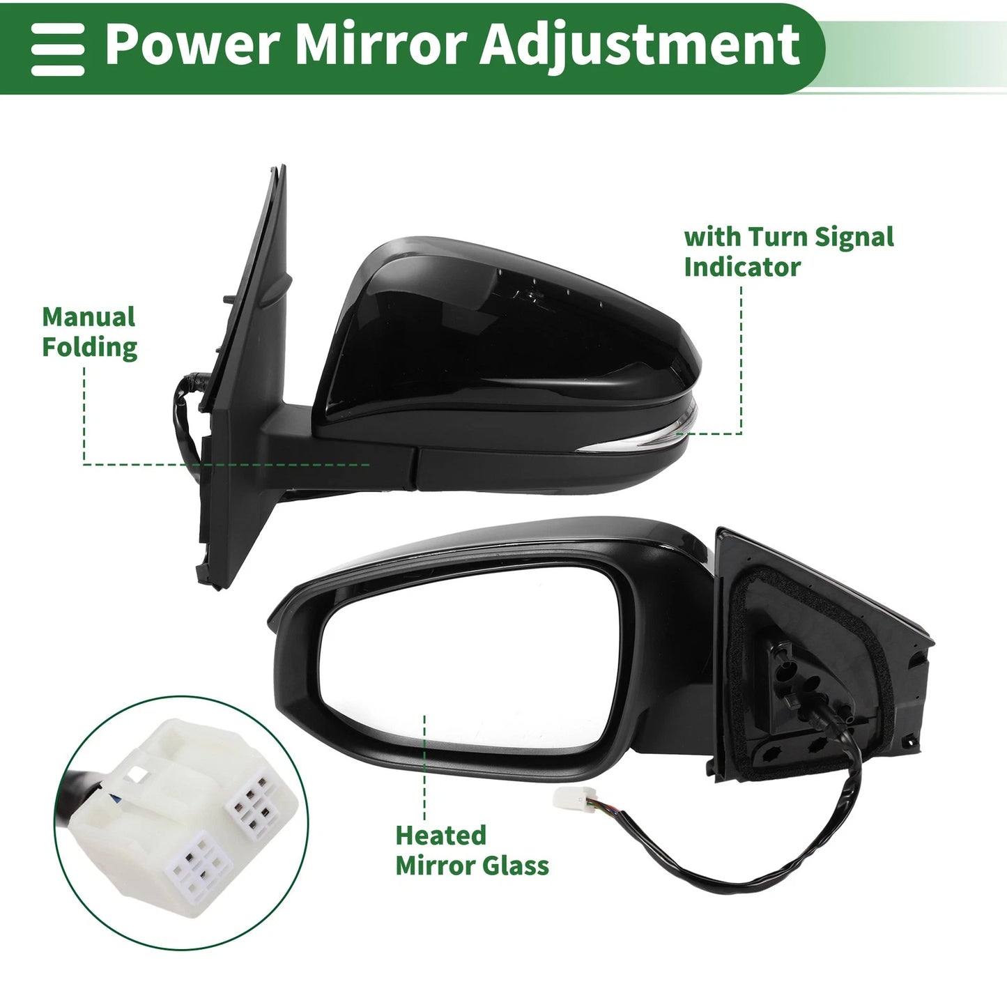 Left Side Door Mirror Gloss Black for Toyota RAV4 (2013–2015)