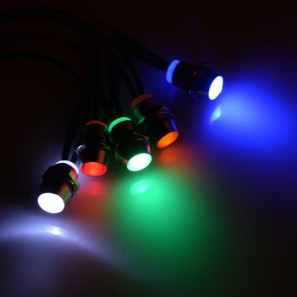 10PC 8mm LED Indicator Lights for Car Boat Dash Panel Warning Lamp