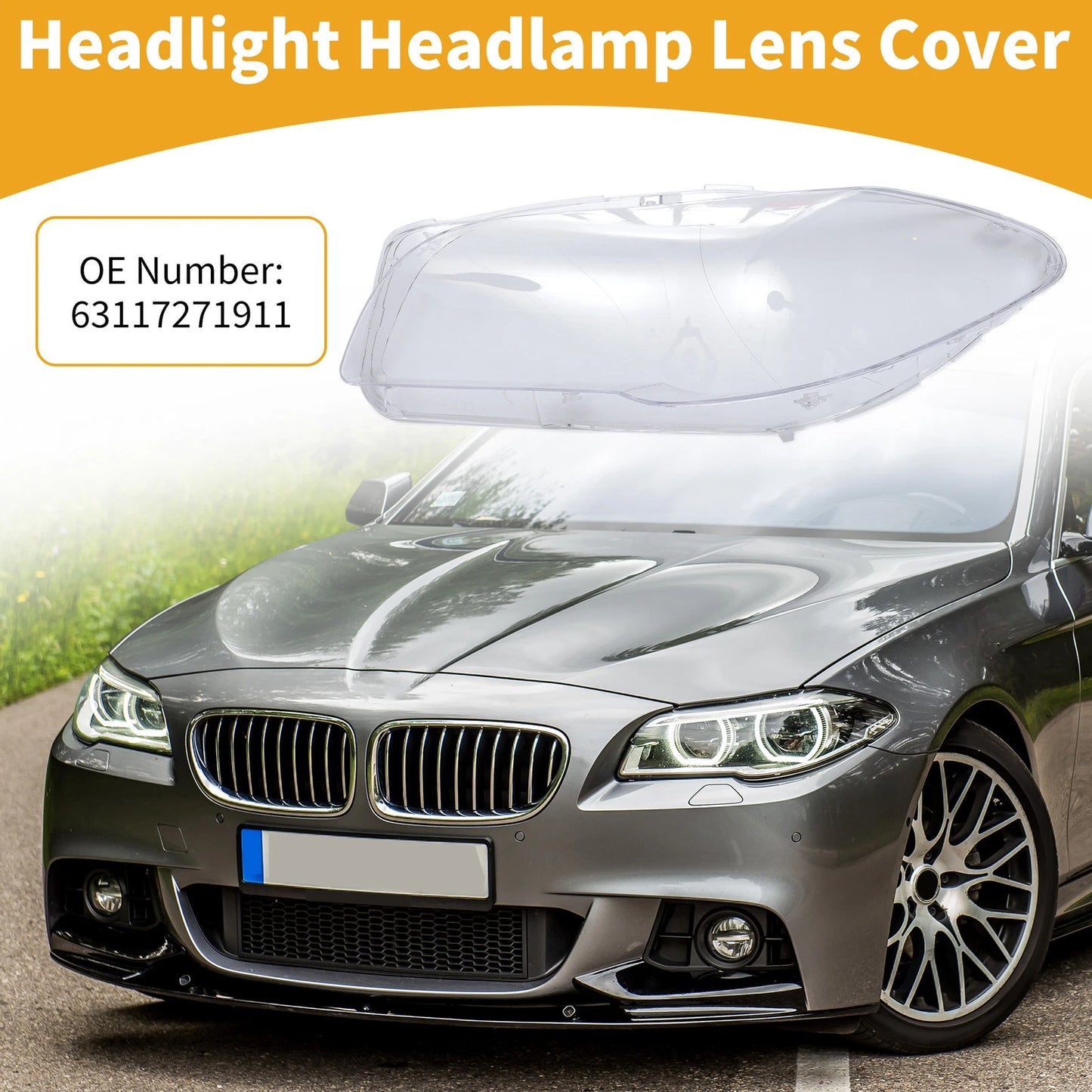 1 Pc Front Left Headlight Lens Cover for BMW 528i (2011)