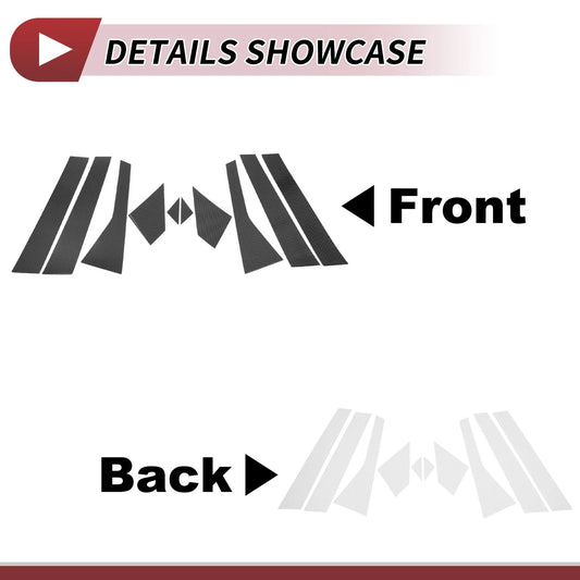 10 Pcs Door Pillar Window Trim CFP Black for Acura RDX (2007-2012)